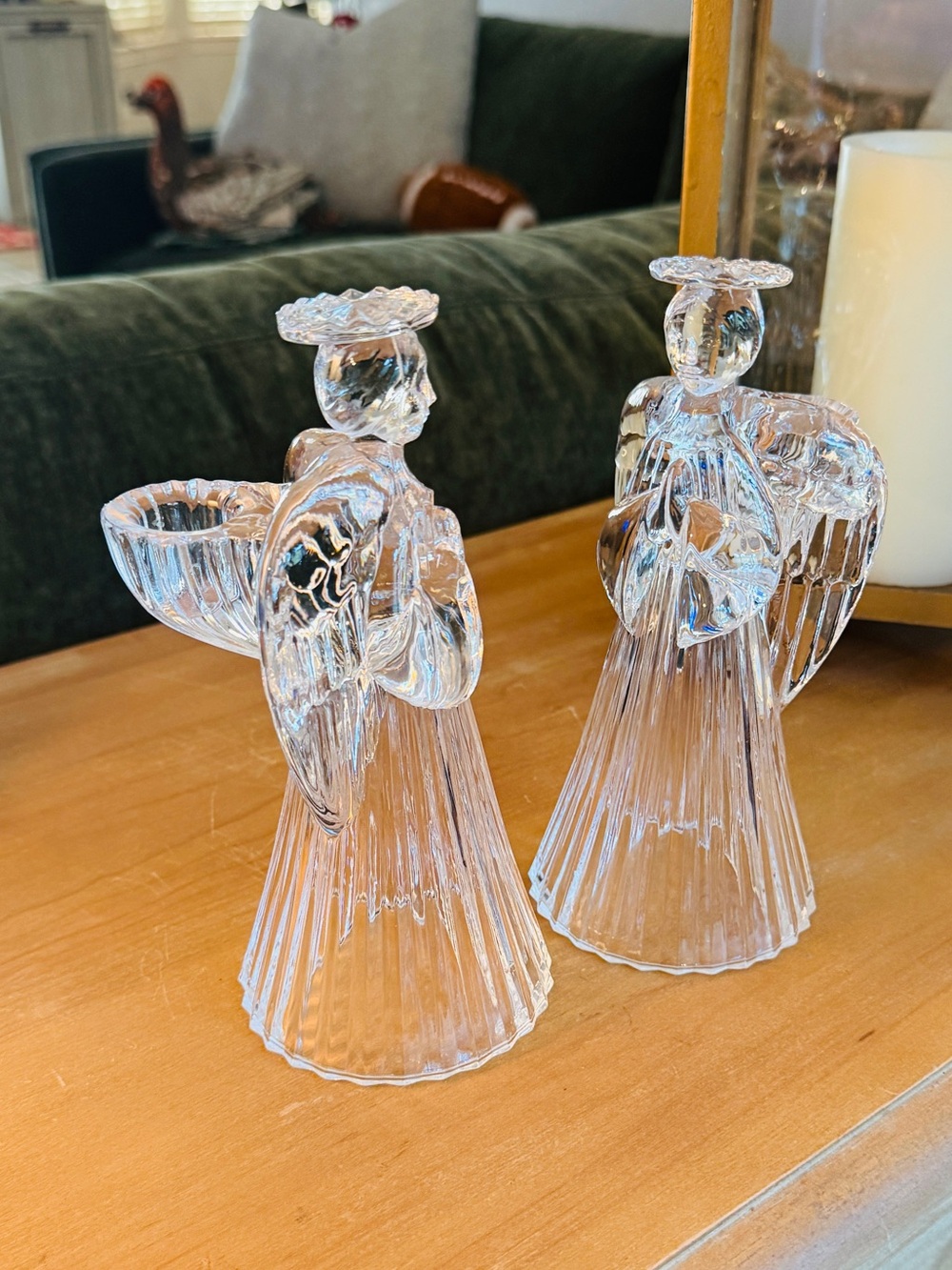 Vintage  Lead Crystal Angel Taper Candle Holders - Pair